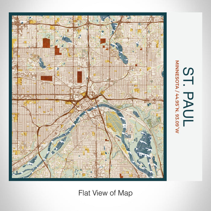 Rendered View of St. Paul Minnesota Map on 17oz Stainless Steel Insulated Tumbler in Woodblock Map Style