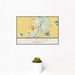 12x18 St. Peter Minnesota Map Print Landscape Orientation in Woodblock Style With Small Cactus Plant in White Planter