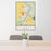 24x36 St. Peter Minnesota Map Print Portrait Orientation in Woodblock Style Behind 2 Chairs Table and Potted Plant