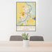 24x36 St. Peter Minnesota Map Print Portrait Orientation in Woodblock Style Behind 2 Chairs Table and Potted Plant