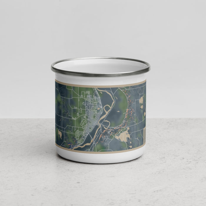 Front View Custom St. Peter Minnesota Map Enamel Mug in Afternoon