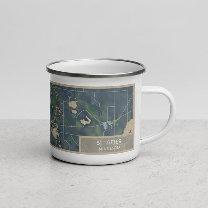 Right View Custom St. Peter Minnesota Map Enamel Mug in Afternoon