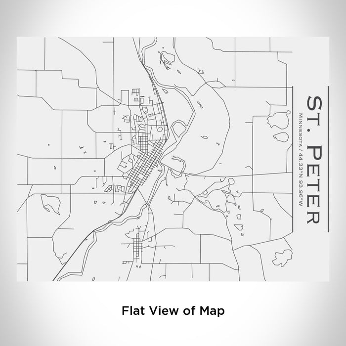 Rendered View of St. Peter Minnesota Map Engraving on 20oz Stainless Steel Insulated Bottle with Bamboo Top in White