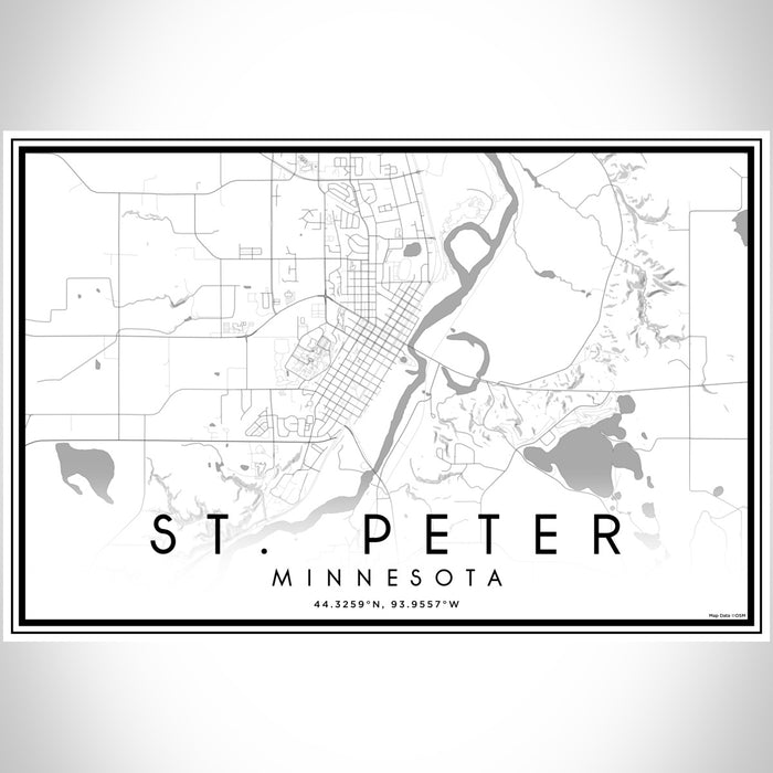 St. Peter Minnesota Map Print Landscape Orientation in Classic Style With Shaded Background