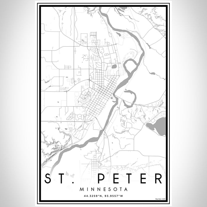 St. Peter Minnesota Map Print Portrait Orientation in Classic Style With Shaded Background