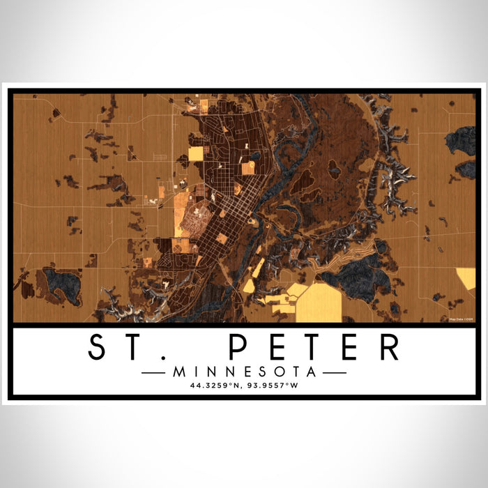 St. Peter Minnesota Map Print Landscape Orientation in Ember Style With Shaded Background