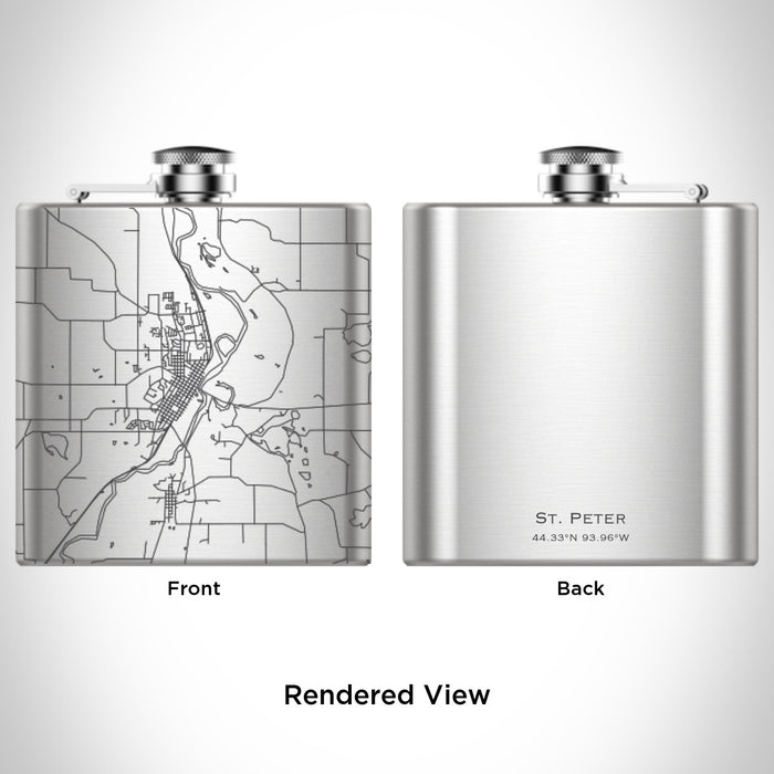 Rendered View of St. Peter Minnesota Map Engraving on 6oz Stainless Steel Flask