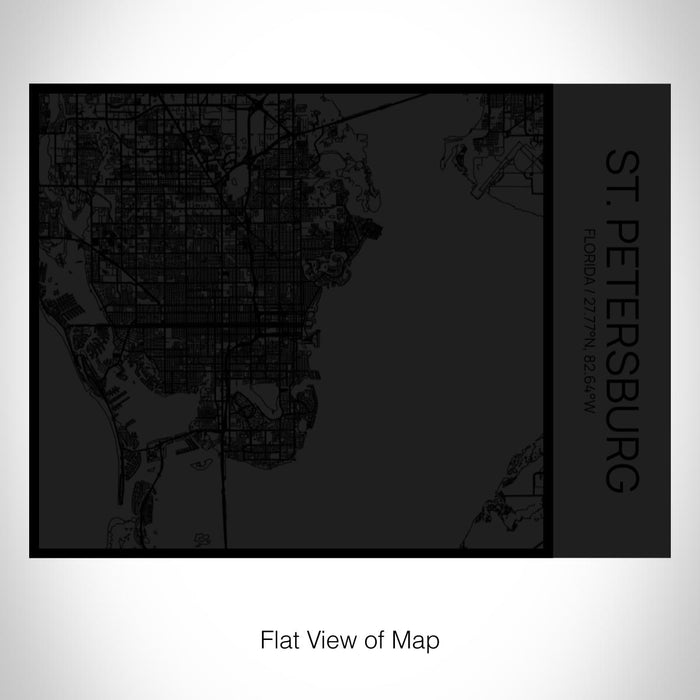 Rendered View of St. Petersburg Florida Map on 20oz Stainless Steel Insulated Bottle with Bamboo Top in Matte Black with printed Tactile Lines Map in Black