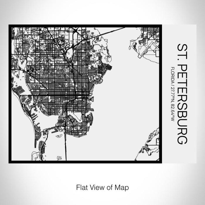 Rendered View of St. Petersburg Florida Map on 20oz Stainless Steel Insulated Bottle with Bamboo Top in Matte White with printed Tactile Lines Map in Black