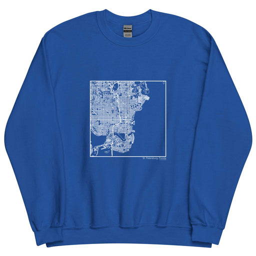 St. Petersburg Florida  Map Unisex Crewneck Sweater with City inscription in Royal Blue