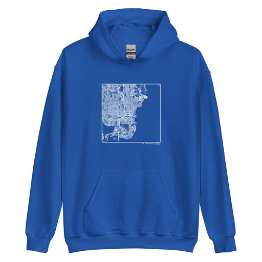 St. Petersburg Florida  Map Unisex Hoodie Sweater with City inscription in Royal Blue