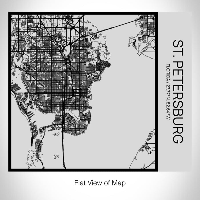 Rendered View of St. Petersburg Florida Map on 17oz Stainless Steel Insulated Tumbler in Tactile Lines with Succulent in Background