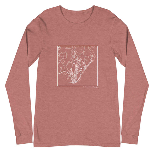 St. Simons Island Georgia  Map Unisex Long-Sleeve T-shirt with City inscription in Heather Mauve