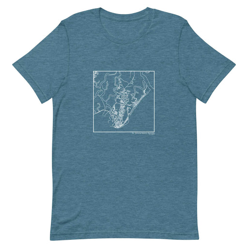 St. Simons Island Georgia  Map Unisex T-Shirt with City inscription in Heather Teal