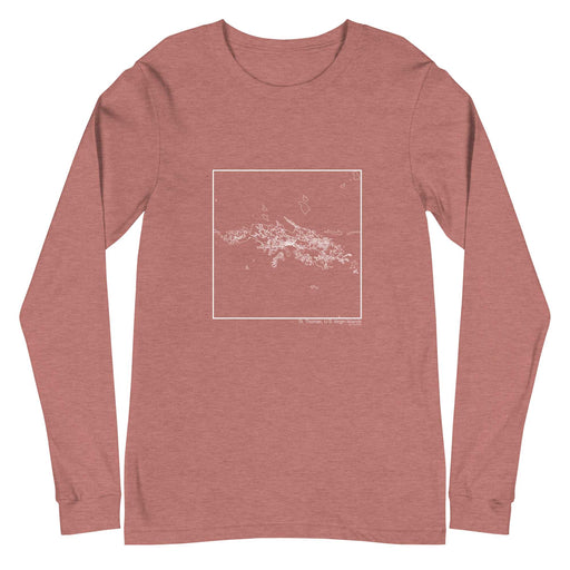 St. Thomas U.S. Virgin Islands  Map Unisex Long-Sleeve T-shirt with City inscription in Heather Mauve
