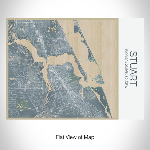 Rendered View of Stuart Florida Map on 20oz Stainless Steel Insulated Bottle with Bamboo Top with printed afternoon style map