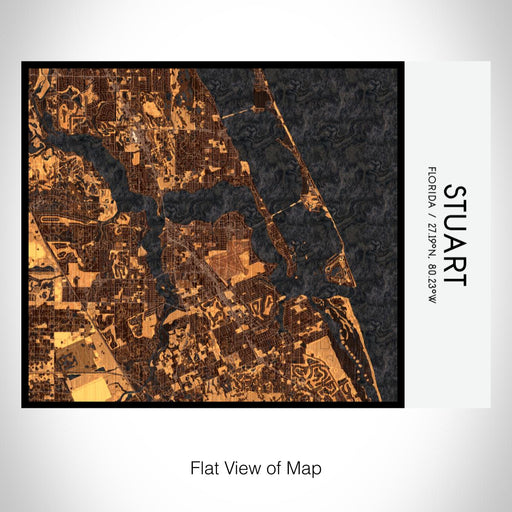 Rendered View of Stuart Florida Map on 20oz Stainless Steel Insulated Bottle with Bamboo Top with printed ember style map