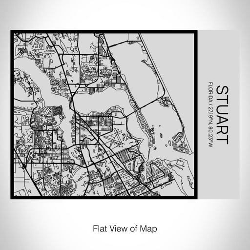 Rendered View of Stuart Florida Map on 20oz Stainless Steel Insulated Bottle with Bamboo Top with printed Tactile Lines Map in Black