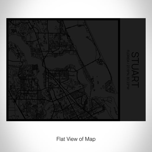 Rendered View of Stuart Florida Map on 20oz Stainless Steel Insulated Bottle with Bamboo Top in Matte Black with printed Tactile Lines Map in Black