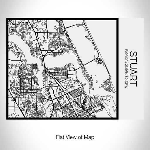 Rendered View of Stuart Florida Map on 20oz Stainless Steel Insulated Bottle with Bamboo Top in Matte White with printed Tactile Lines Map in Black