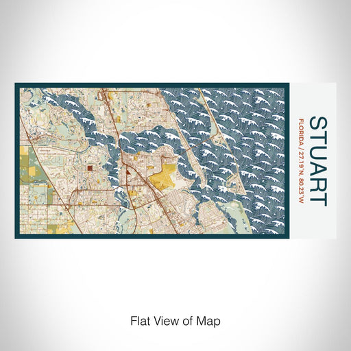 Rendered View of Stuart Florida Map on 17oz Stainless Steel Insulated Bottle with printed woodblock style map