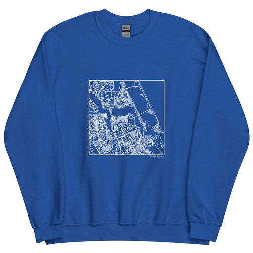 Stuart Florida  Map Unisex Crewneck Sweater with City inscription in Royal Blue