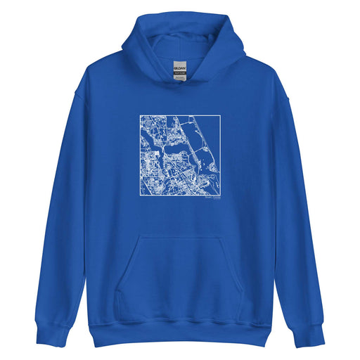 Stuart Florida  Map Unisex Hoodie Sweater with City inscription in Royal Blue