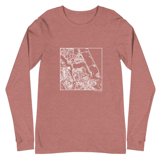 Stuart Florida  Map Unisex Long-Sleeve T-shirt with City inscription in Heather Mauve