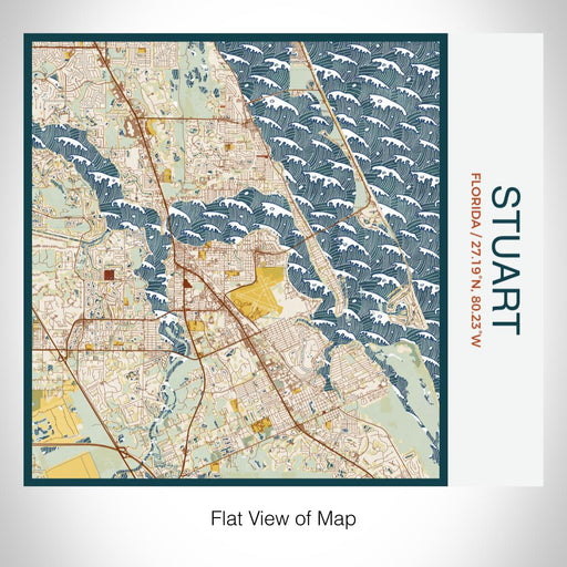 Rendered View of Stuart Florida Map on 17oz Stainless Steel Insulated Tumbler in Woodblock Map Style