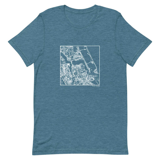 Stuart Florida  Map Unisex T-Shirt with City inscription in Heather Teal