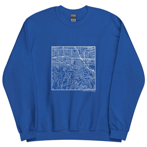 Studio City California  Map Unisex Crewneck Sweater with City inscription in Royal Blue