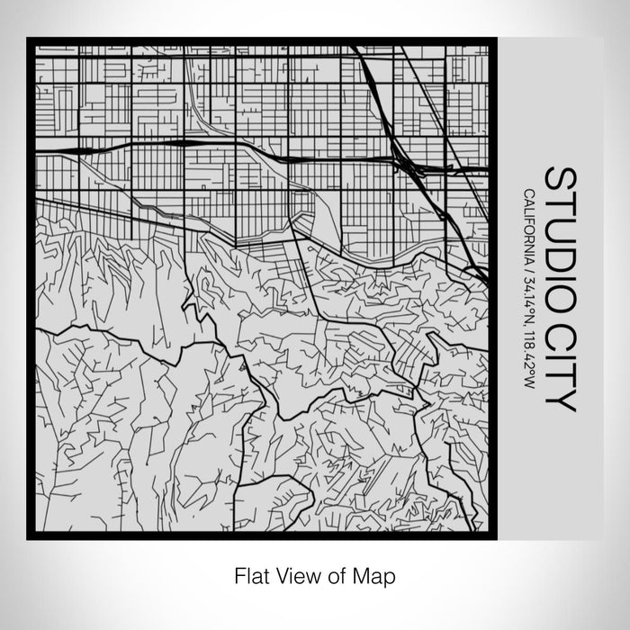 Rendered View of Studio City California Map on 17oz Stainless Steel Insulated Tumbler in Tactile Lines with Succulent in Background
