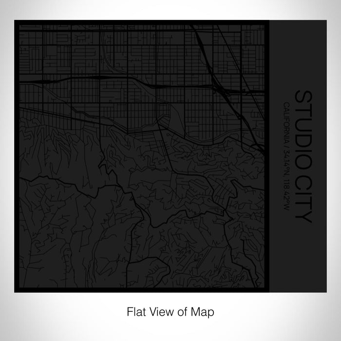 Rendered View of Studio City California Map on 17oz Stainless Steel Insulated Tumbler in Matte Black with Tactile Lines