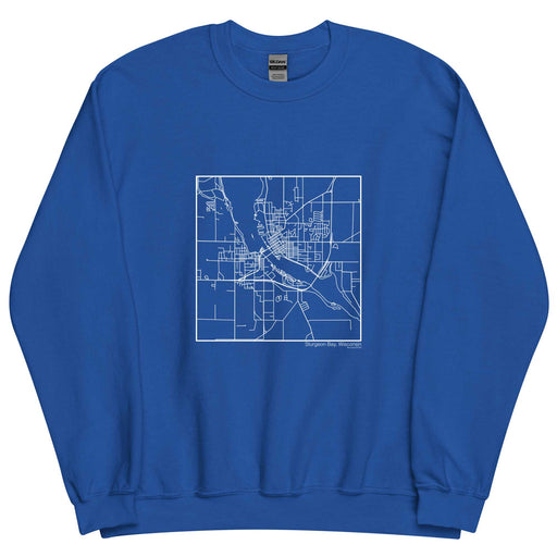 Sturgeon Bay Wisconsin  Map Unisex Crewneck Sweater with City inscription in Royal Blue