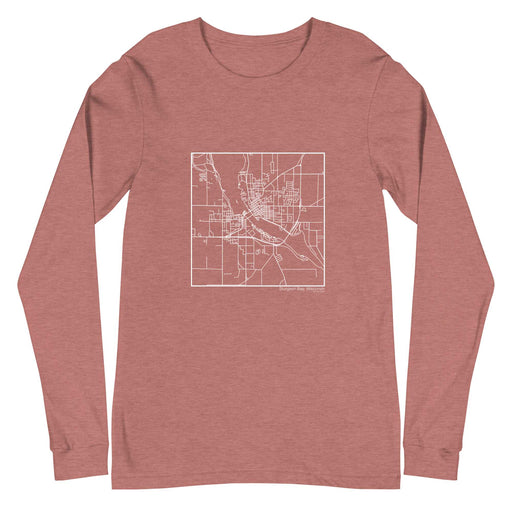Sturgeon Bay Wisconsin  Map Unisex Long-Sleeve T-shirt with City inscription in Heather Mauve