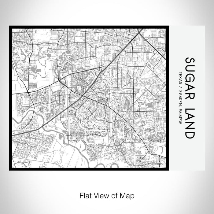 Rendered View of Sugar Land Texas Map on 20oz Stainless Steel Insulated Bottle with Bamboo Top with printed classic style map