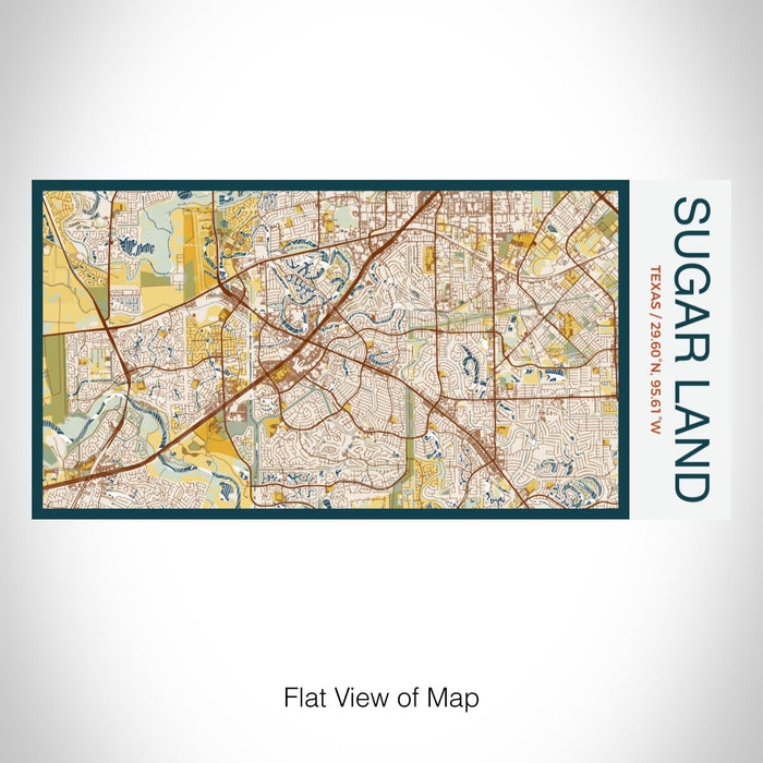 Rendered View of Sugar Land Texas Map on 17oz Stainless Steel Insulated Bottle with printed woodblock style map