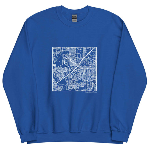 Sugar Land Texas  Map Unisex Crewneck Sweater with City inscription in Royal Blue