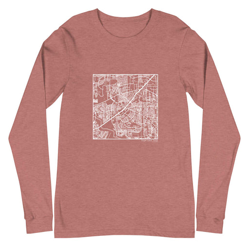 Sugar Land Texas  Map Unisex Long-Sleeve T-shirt with City inscription in Heather Mauve