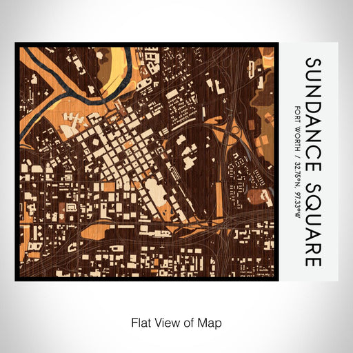 Rendered View of Sundance Square Fort Worth Map on 20oz Stainless Steel Insulated Bottle with Bamboo Top with printed ember style map