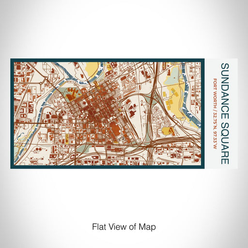 Rendered View of Sundance Square Fort Worth Map on 17oz Stainless Steel Insulated Bottle with printed woodblock style map