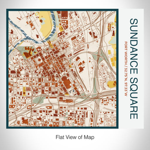 Rendered View of Sundance Square Fort Worth Map on 17oz Stainless Steel Insulated Tumbler in Woodblock Map Style