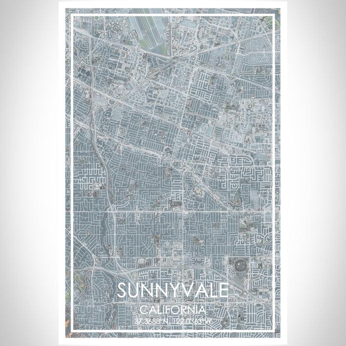 Sunnyvale California Map Print Portrait Orientation in Afternoon Style With Shaded Background