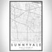 Sunnyvale California Map Print Portrait Orientation in Classic Style With Shaded Background
