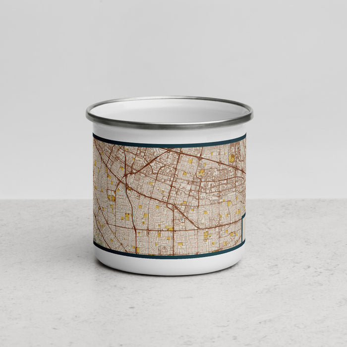 Front View Custom Sunnyvale California Map Enamel Mug in Woodblock