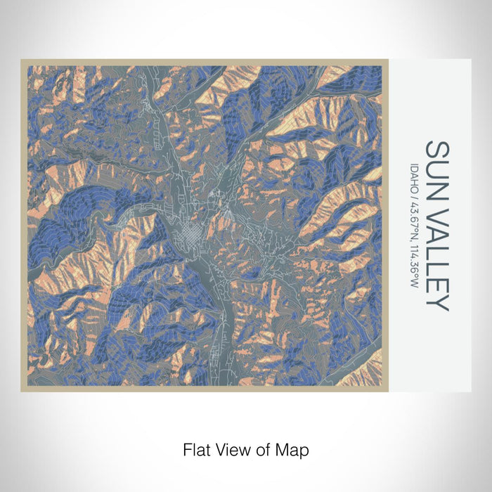 Rendered View of Sun Valley Idaho Map on 20oz Stainless Steel Insulated Bottle with Bamboo Top with printed afternoon style map