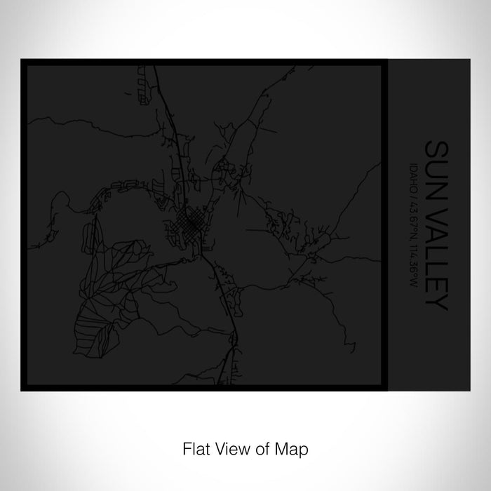 Rendered View of Sun Valley Idaho Map on 20oz Stainless Steel Insulated Bottle with Bamboo Top in Matte Black with printed Tactile Lines Map in Black
