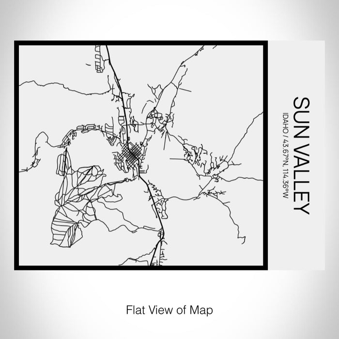 Rendered View of Sun Valley Idaho Map on 20oz Stainless Steel Insulated Bottle with Bamboo Top in Matte White with printed Tactile Lines Map in Black