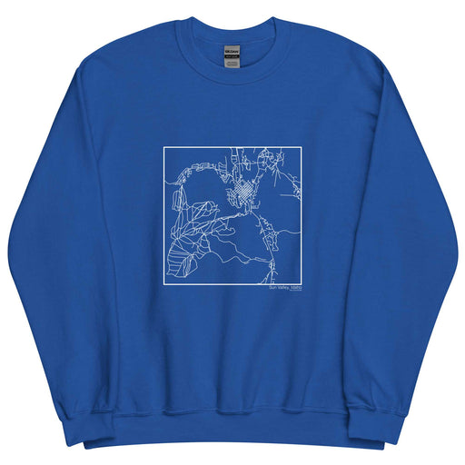 Sun Valley Idaho  Map Unisex Crewneck Sweater with City inscription in Royal Blue