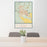 24x36 Susanville California Map Print Portrait Orientation in Woodblock Style Behind 2 Chairs Table and Potted Plant